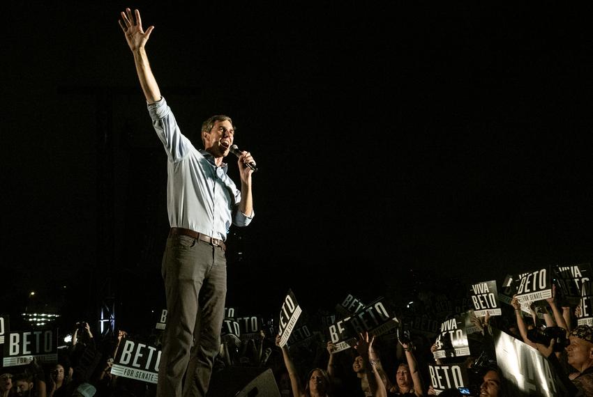 U.S. Rep. Beto O'Rourke, D-El Paso, thanks a crowd of supporters as he leaves the stage during Turn Out For Texas Rally with Willie & Beto, held at Auditorium Shores in Austin on Sept. 28, 2018. O'Rourke is running against Republican U.S. Sen. Ted Cruz, R-Texas, in one of the top national Senate races this year.