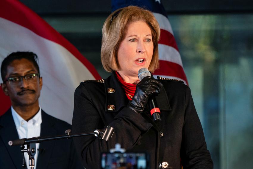 Attorney Sidney Powell speaks at a press conference on election results in Alpharetta, Georgia, on Dec. 2, 2020.